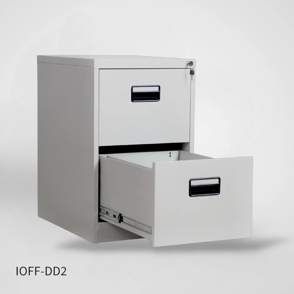 Archivero Vertical iOffice, 2 Cajones, Acero, Color gris claro, Cerradura con 2 llaves. IOFF-DD2