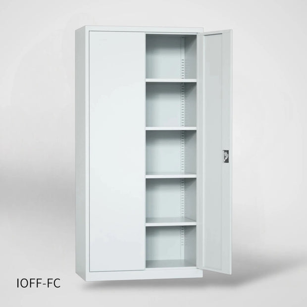 Armario Archivador de 2 puertas iOffice, Acero, Color gris claro, 4 Estantes Ajustables.