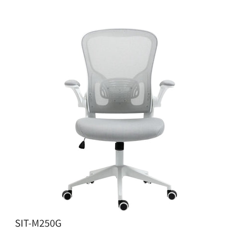 Silla SIT Ejecutiva, respaldar medio, superficie de nylon, reposabrazos ajustables. Color Negro y Gris. Peso: 200Lbs. SIT-M250