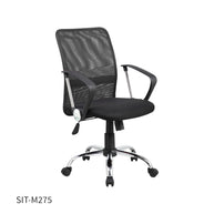 Silla SIT Ejecutiva, base cromada, apoyo acolchonado. Color Negro. Peso: 200Lbs. SIT-M275