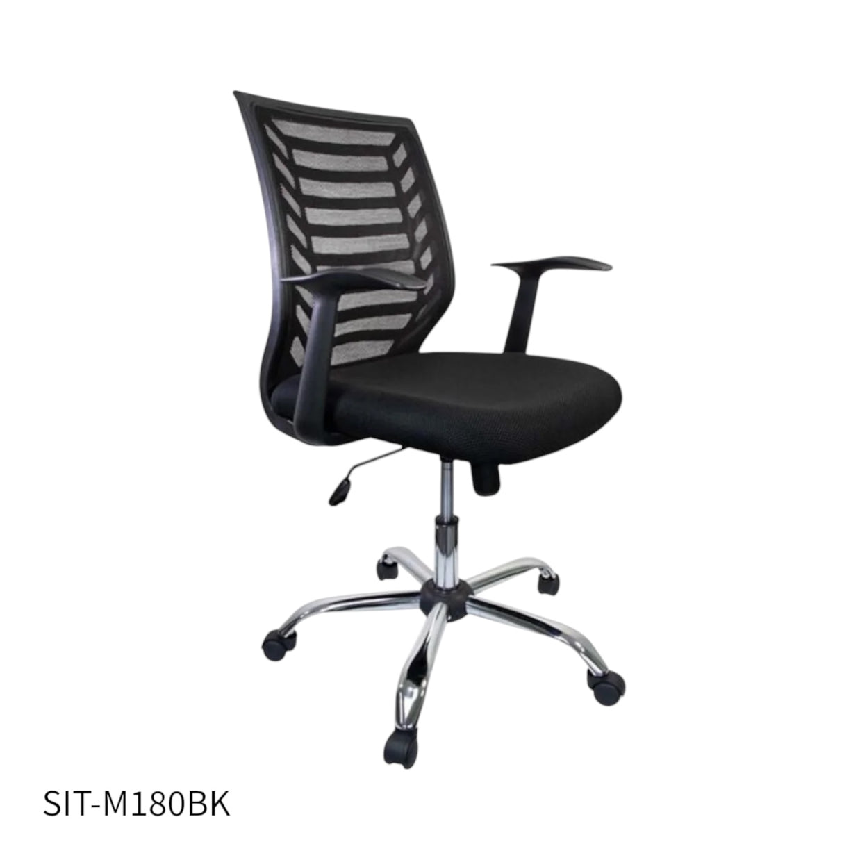 Silla SIT Ejecutiva, tejido de malla negro y azul, Base Cromada, Color Negro y Azul. Peso: 200Lbs. SIT-M180