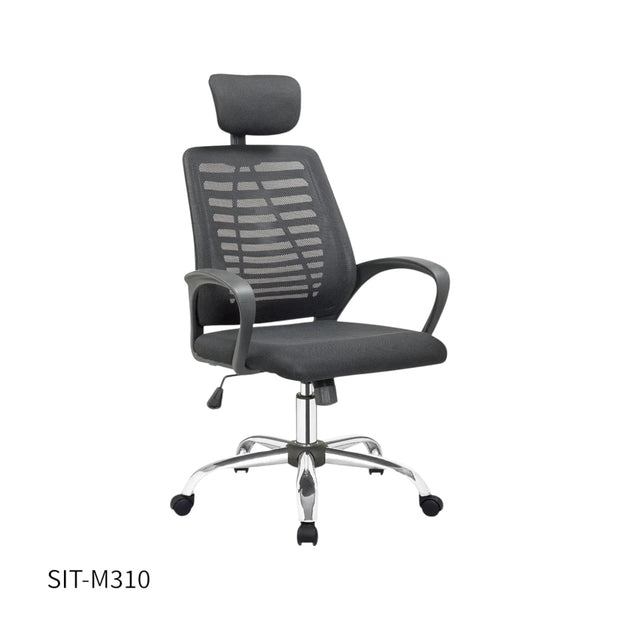 Silla SIT Ejecutiva, base cromada, Color Negro y Azul. Peso: 200Lbs. SIT-M310