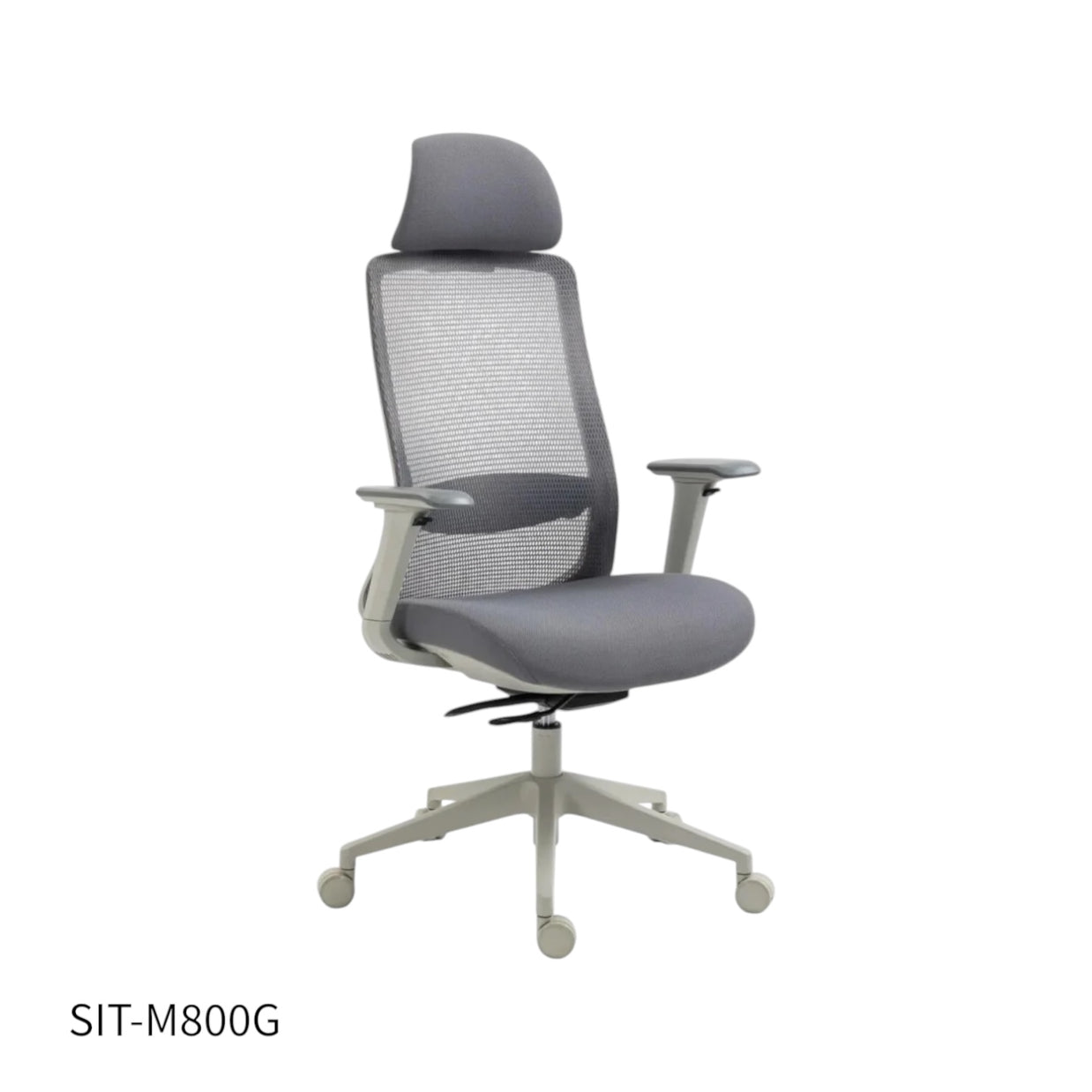 Silla SIT Gerencial, respaldo medio, acolchonada, ajuste de altura. Color Negro y Gris. Peso: 250Lbs. SIT-M800