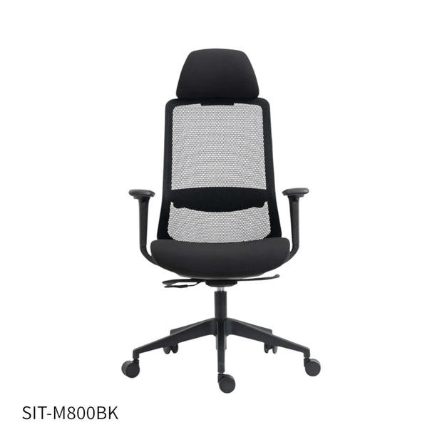 Silla SIT Gerencial, respaldo medio, acolchonada, ajuste de altura. Color Negro y Gris. Peso: 250Lbs. SIT-M800