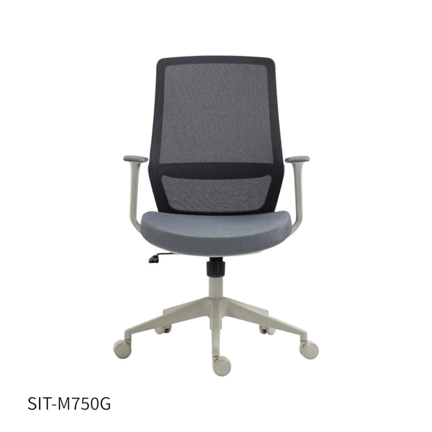 Silla SIT Ejecutiva, respaldo de malla, soporte lumbar ajustable, brazos fijos. Peso: 250 Lbs.SIT-M750