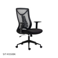 Silla SIT Ejecutiva, malla negra, inclinación flexible, ruedas de goma, apoyo lumbar. Peso: 250 Lbs. SIT-M350
