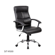 Silla SIT Gerencial con Brazos cromados acolchonados. Color Negro. Peso: 250Lbs. SIT-M500