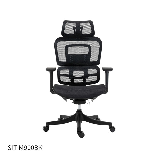 Sillas SIT Gerencial, reposacabezas, altura ajustable, bloqueo de asiento, color Negro y Gris. Peso: 300 Lbs. SIT-M900