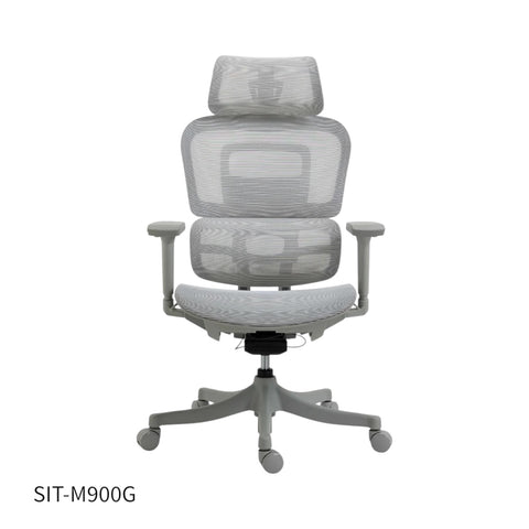 Sillas SIT Gerencial, reposacabezas, altura ajustable, bloqueo de asiento, color Negro y Gris. Peso: 300 Lbs. SIT-M900