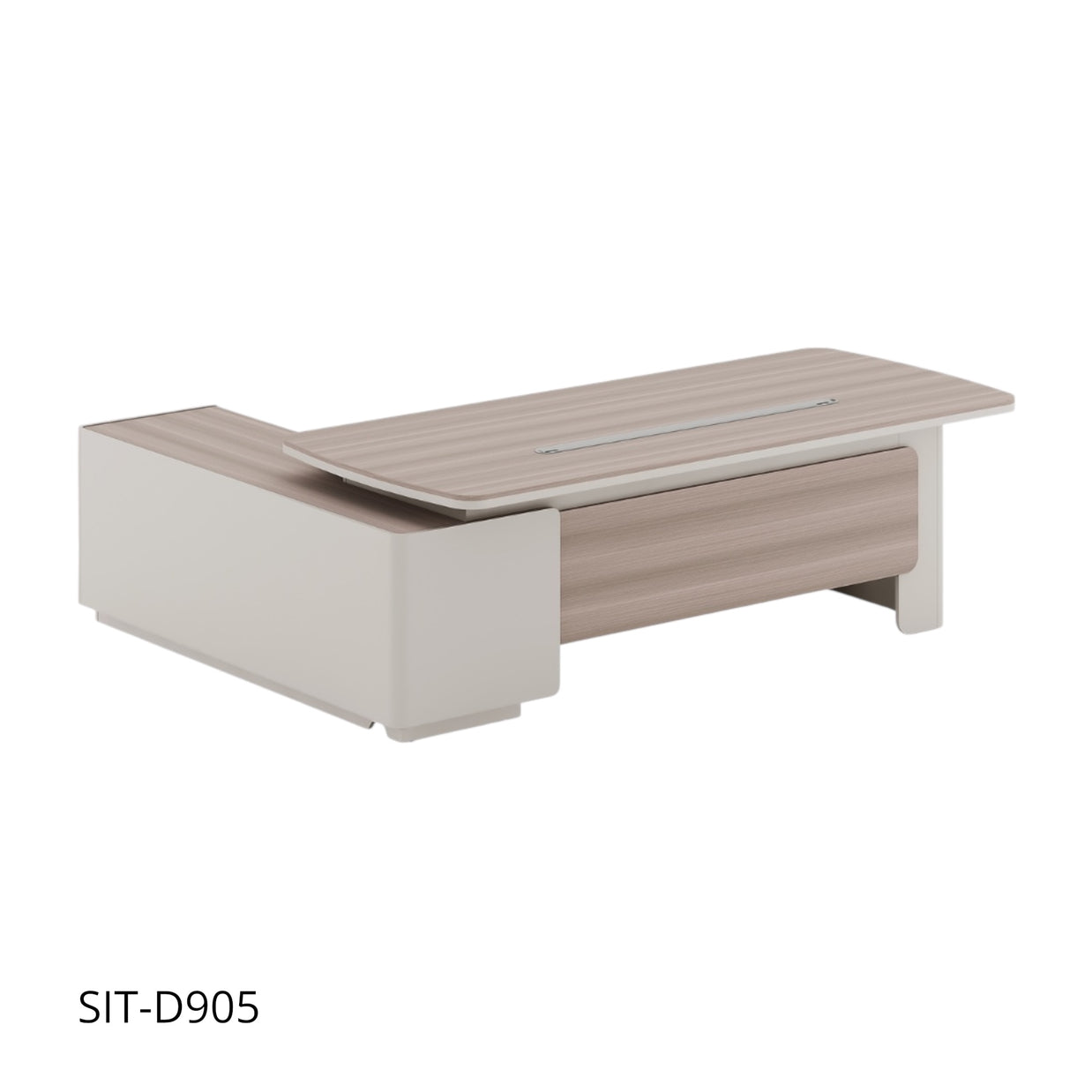Escritorio de Oficina SIT, Tipo "L" Pasacable, Almacenamiento, 2 Gavetas con Llave, Color Madera Real + Gris. SIT-D905.