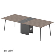 Mesa de Conferencia Rectangular SIT, para 6-8 personas con Pasacables, Color Cafe+Gris. SIT-CRW
