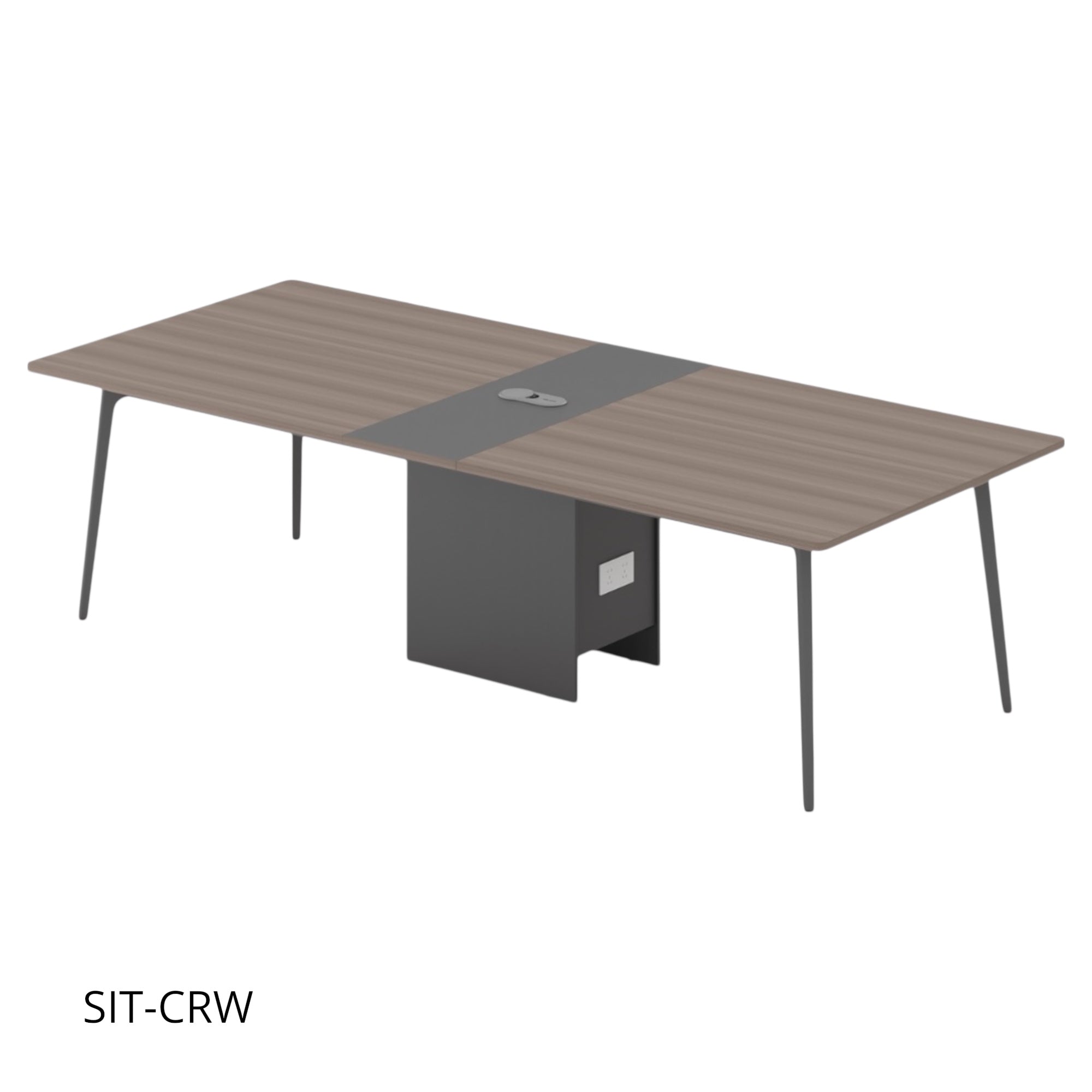Mesa de Conferencia Rectangular SIT, para 6-8 personas con Pasacables, Color Cafe+Gris. SIT-CRW
