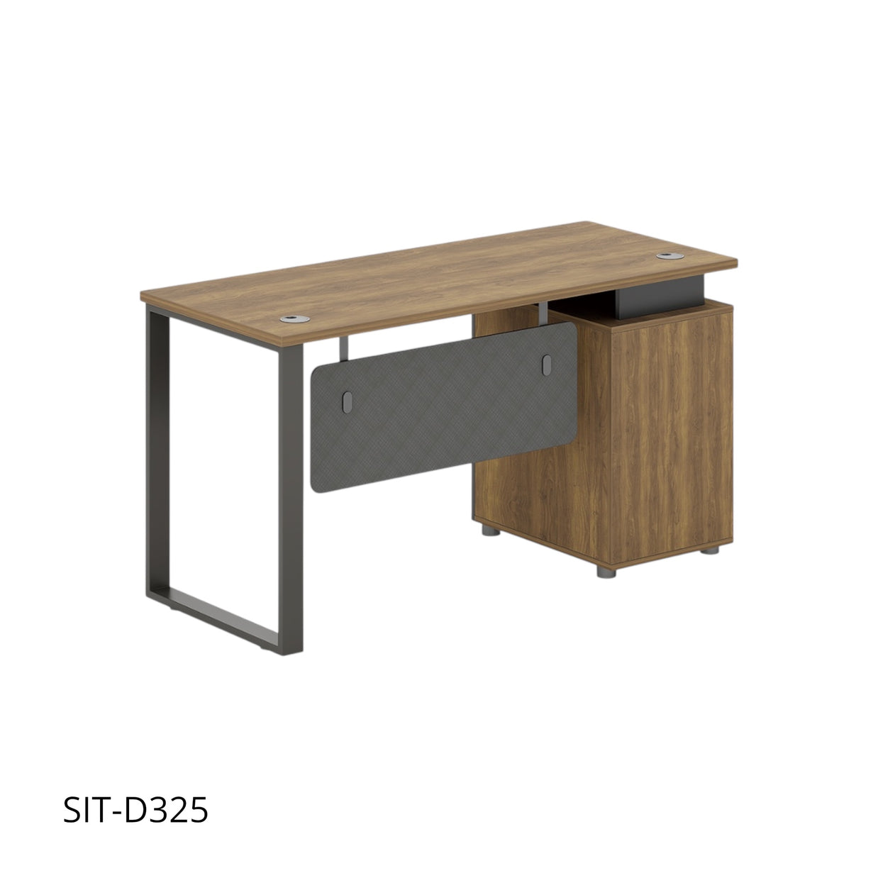 Escritorio de Oficina SIT, Base de Acero con Pasacable, Color Nogal. SIT-D325