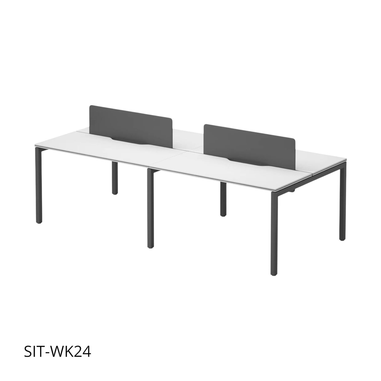 Estación de Trabajo (Workstation) SIT, 4 Módulos, sin cajones, Panel Privado, Pasacable, Color Blanco+Gris Oscuro. SIT-WK24