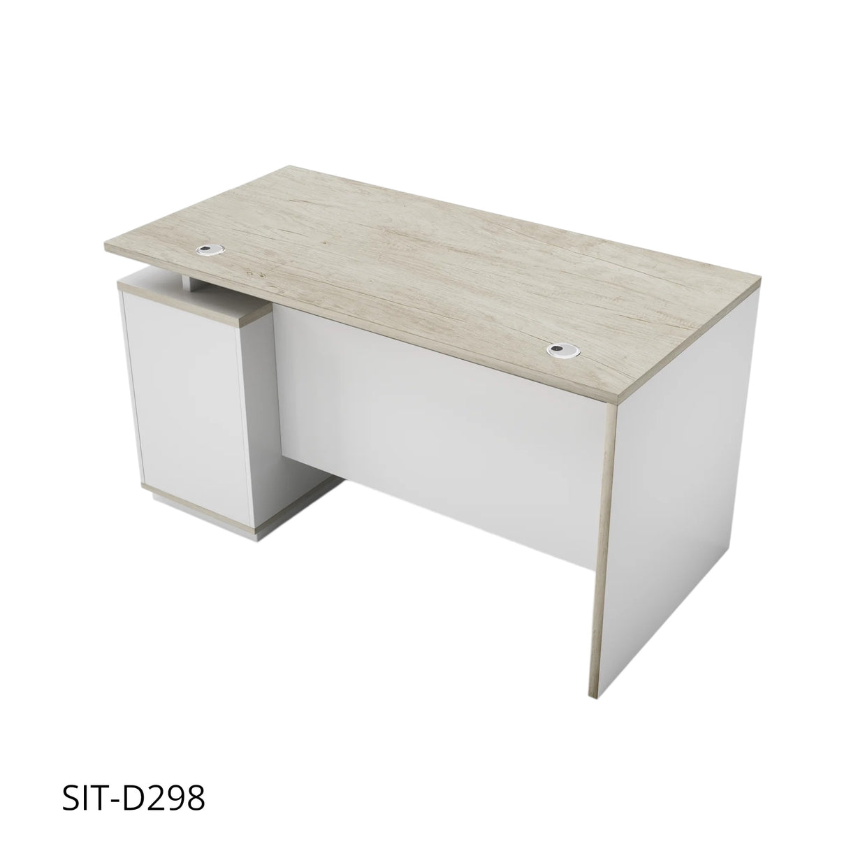 Escritorio de Oficina SIT, Base de Metal, 3 Cajones, Gestión de Cables, Color Beige + Blanco. SIT-D298