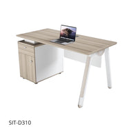 Escritorio de Oficina SIT, base cuadrada, 1 cajón + 1 Almacenamiento. Color Blanco+Beige. SIT-D310