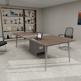 Mesa de Conferencia Rectangular SIT, para 6-8 personas con Pasacables, Color Cafe+Gris. SIT-CRW