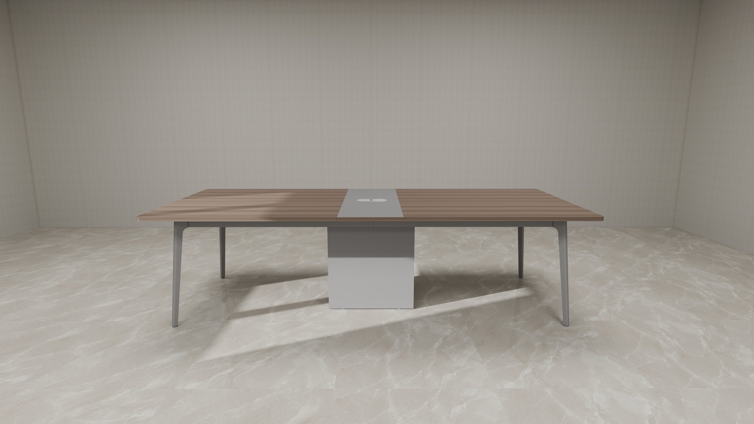 Mesa de Conferencia Rectangular SIT, para 6-8 personas con Pasacables, Color Cafe+Gris. SIT-CRW