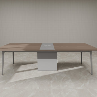 Mesa de Conferencia Rectangular SIT, para 6-8 personas con Pasacables, Color Cafe+Gris. SIT-CRW