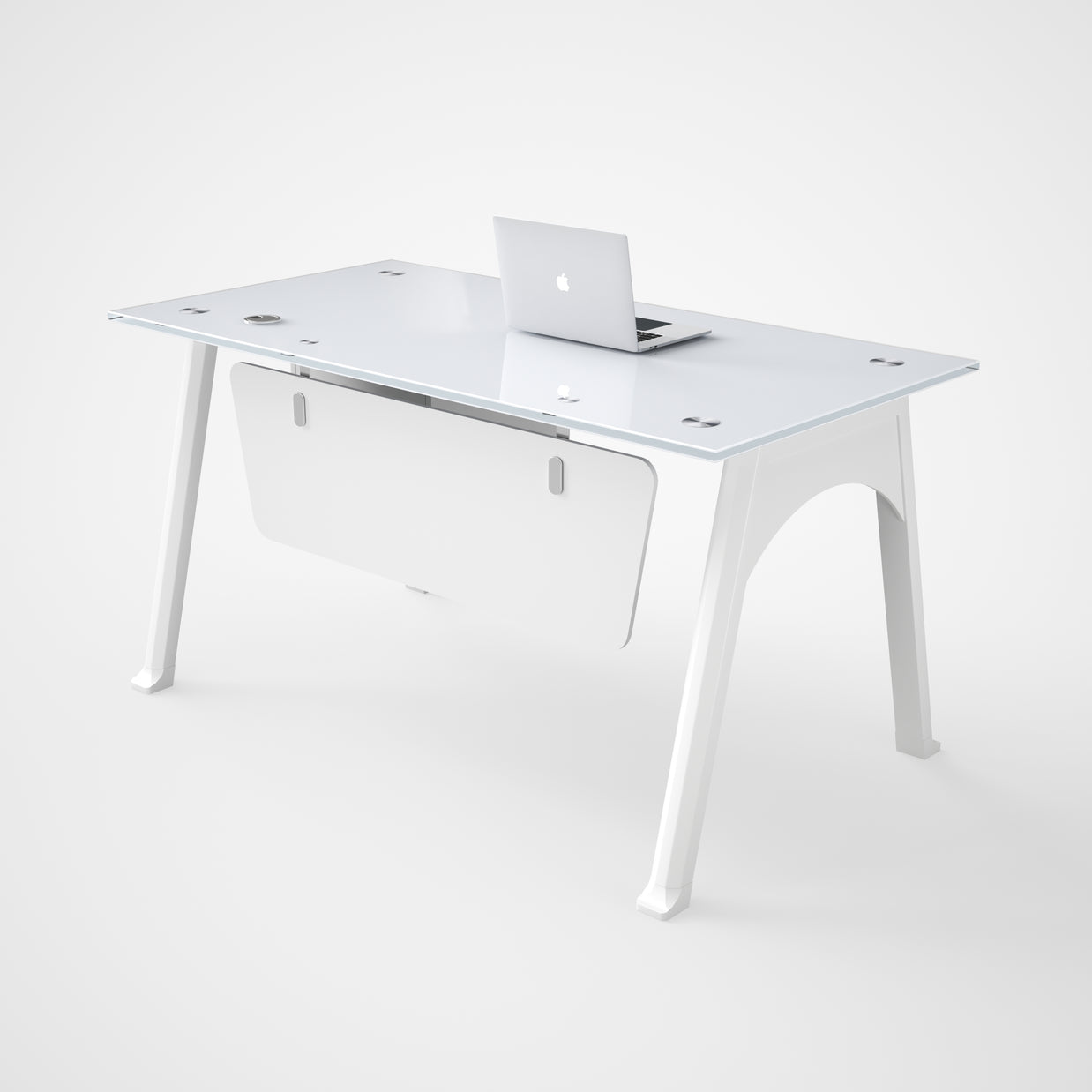 Escritorio de Oficina SIT, base cuadrada, vidrio templado, base metálica, 2 cajones, Color Blanco. SIT-D380