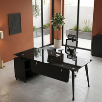 Escritorio SIT vidrio templado melamina negro medidas 160 x 80 x 75 cm SIT-D495BK