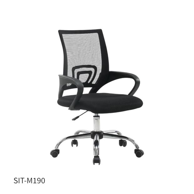 Silla SIT con Tejijo de Tela de Malla, Altura Ajustable, Detalles Cromados, Color Negro. Peso: 200 Lbs. SIT-M190