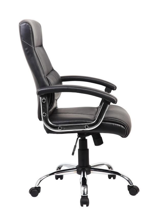Silla SIT Gerencial con Brazos cromados acolchonados. Color Negro. Peso: 250Lbs. SIT-M500