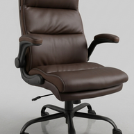 Silla SIT ejecutiva con respaldo alto, mecanismo, reposabrazos, marrón piel sintética. SIT-M650