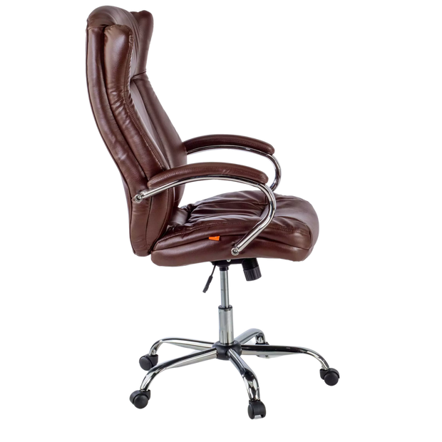 Silla SIT Ejecutiva de respaldo alto mecanismo base y Apoyabrazos cromados, Color marrón. Peso: 300Lbs. SIT-M700