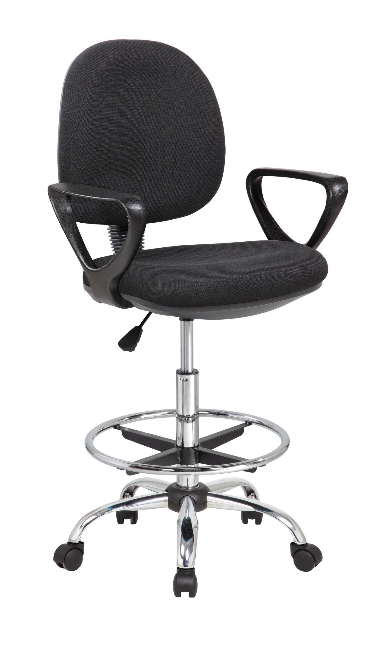 Silla SIT Cajero o Secretarial, tela de malla, alta con anillo para pie, neumático de altura. Color Negro, Peso: 250Lbs