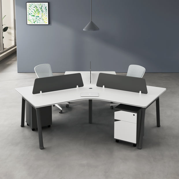 Estación de Trabajo (Workstation) SIT, 3 Módulos, 1 Gaveta+1 Almacenamiento, Panel Privado, Pasacable, Color Blanco+Gris Oscuro.