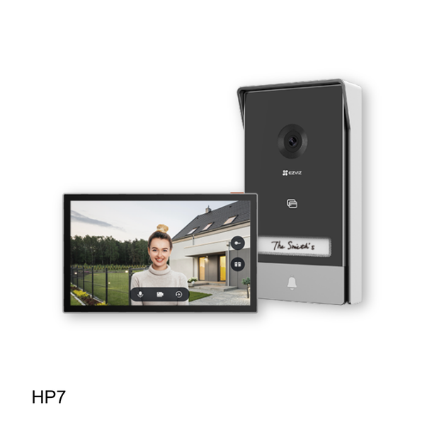 Video portero ezviz 2MP pantalla y timbre, detección de personas, IP67, audio 2 vías, desbloqueo RFID