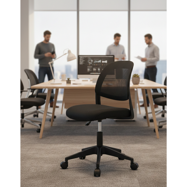 Silla de malla Sit con respaldo medio, control de altura neumático, base de nylon, color negro y gris SIT-SEC35BK / SIT-SEC35GR