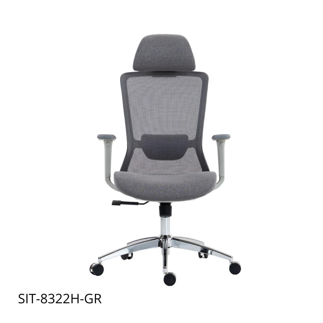 Silla SIT ejecutiva de oficina 300 lb, en color negro o gris nylon, poliéster, transpirable, tela  | SIT-8322H-BK | SIT-8322H-GR