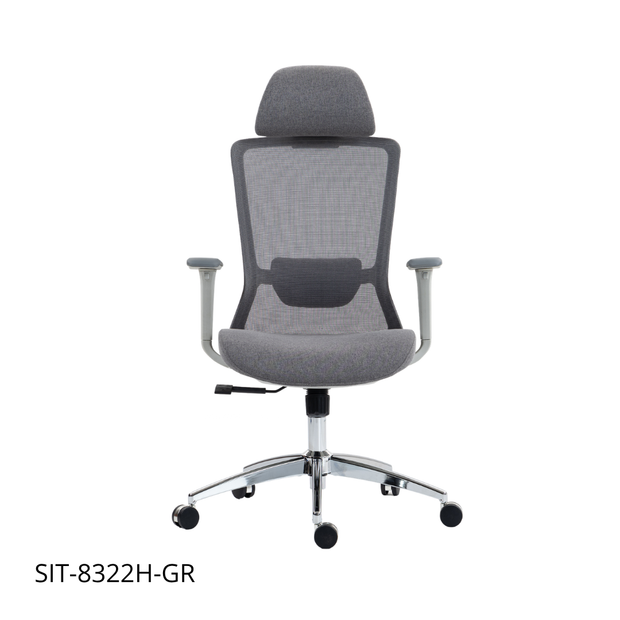 Silla SIT ejecutiva de oficina 300 lb, en color negro o gris nylon, poliéster, transpirable, tela  | SIT-8322H-BK | SIT-8322H-GR