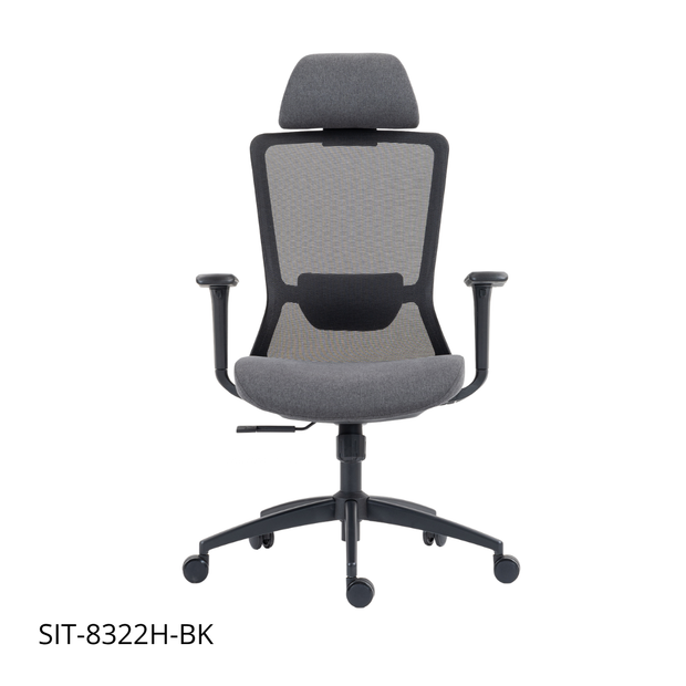 Silla SIT ejecutiva de oficina 300 lb, en color negro o gris nylon, poliéster, transpirable, tela  | SIT-8322H-BK | SIT-8322H-GR