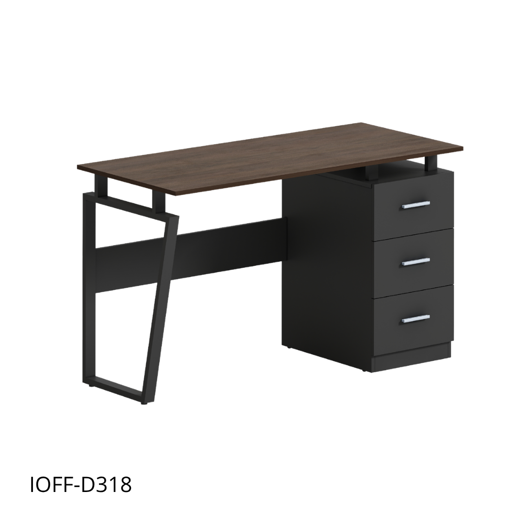 Escritorio ioffice para oficina fabricado en MFC de 15 mm, estructura metálica resistente con 3 gavetas |  IOFF-D318