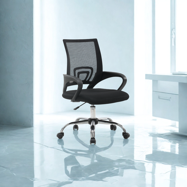 Silla SIT con Tejijo de Tela de Malla, Altura Ajustable, Detalles Cromados, Color Negro. Peso: 200 Lbs. SIT-M190