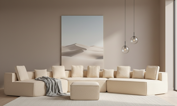 Sofá SIT Tessa foam de alta densidad color beige o gris azul / medida 460 x 198.5 x 66.5 cm SIT-TESSA