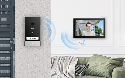 Video portero ezviz 2MP pantalla y timbre, detección de personas, IP67, audio 2 vías, desbloqueo RFID