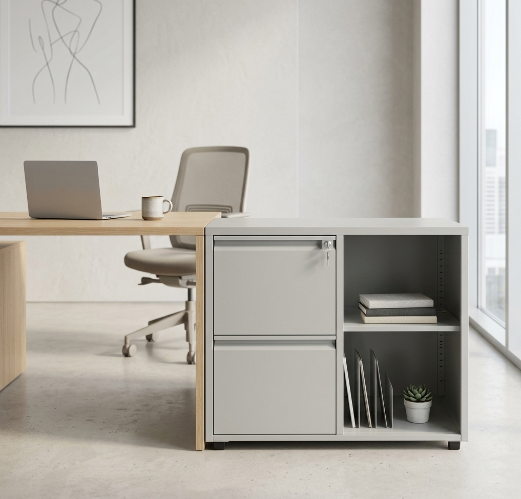 Archivador móvil iOffice 2 gavetas 2 cajones color gris o negro | IOFF-MDCG | IOFF-MDCB
