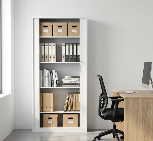 Armario archivador ioffice con ranura de acero color gris claro 1850x900x400mm IOFF-FCRDG