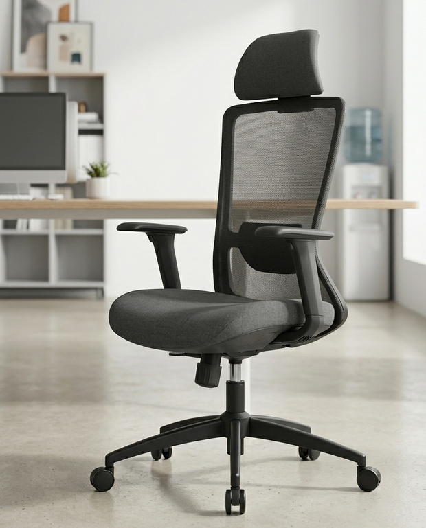 Silla SIT ejecutiva de oficina 300 lb, en color negro o gris nylon, poliéster, transpirable, tela  | SIT-8322H-BK | SIT-8322H-GR