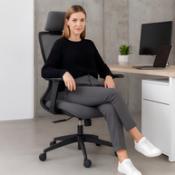 Silla SIT ejecutiva de oficina 300 lb, en color negro o gris nylon, poliéster, transpirable, tela  | SIT-8322H-BK | SIT-8322H-GR