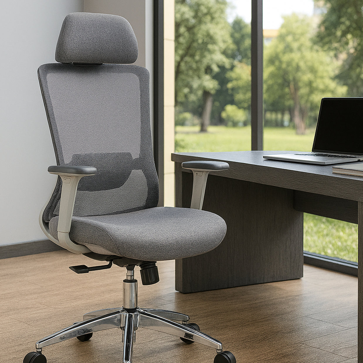 Silla SIT ejecutiva de oficina 300 lb, en color negro o gris nylon, poliéster, transpirable, tela  | SIT-8322H-BK | SIT-8322H-GR