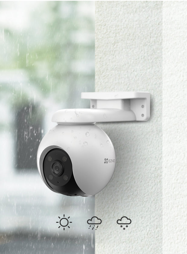 Cámara EZVIZ Wifi, H8-PRO-5MP, 360°, color 24/7, 20 metros, soporta ONVIF, seguimiento humano, hasta 512GB, exterior.