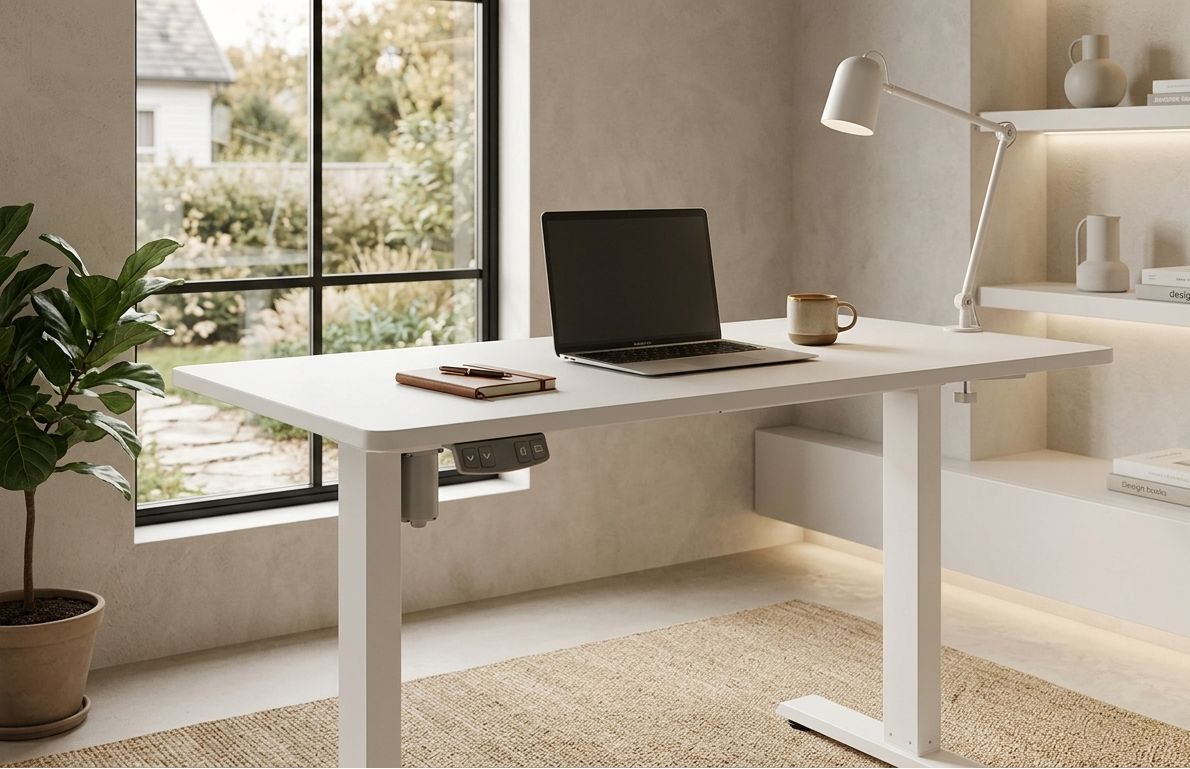 Mesa de trabajo SIT color negra o blanca ajustable eléctrica 120W x 60D x 75–120H cm. SIT-DELECTBK/ SIT-DELECW