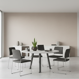 Mesa de Conferencia SIT, Circular, Base de acero. Color Gris y Blanco. 1200*750. SIT-CC / SIT-CCG