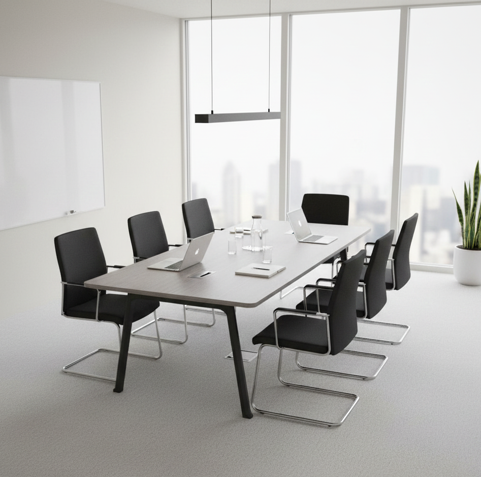 Mesa de Conferencia SIT, Rectangular, Base de acero. Color Gris y Blanco. 2000W*1000D*750H. SIT-CR / SIT-CRG